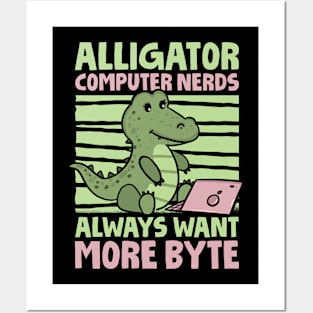 Funny Alligator Lover and Computer Nerd Kids Crocodile Posters and Art